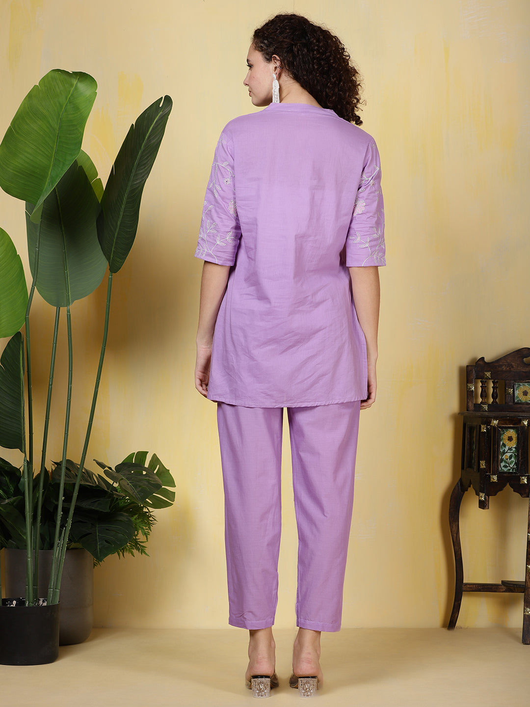Printed Cotton Blend Kurta With Pants