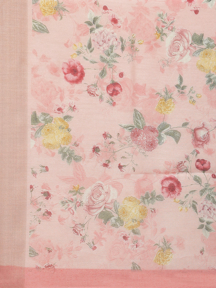 Digital Floral Printed Cotton Saree