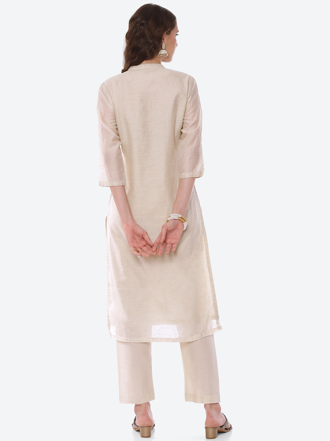 Embroidered Chanderi Kurta With Pant