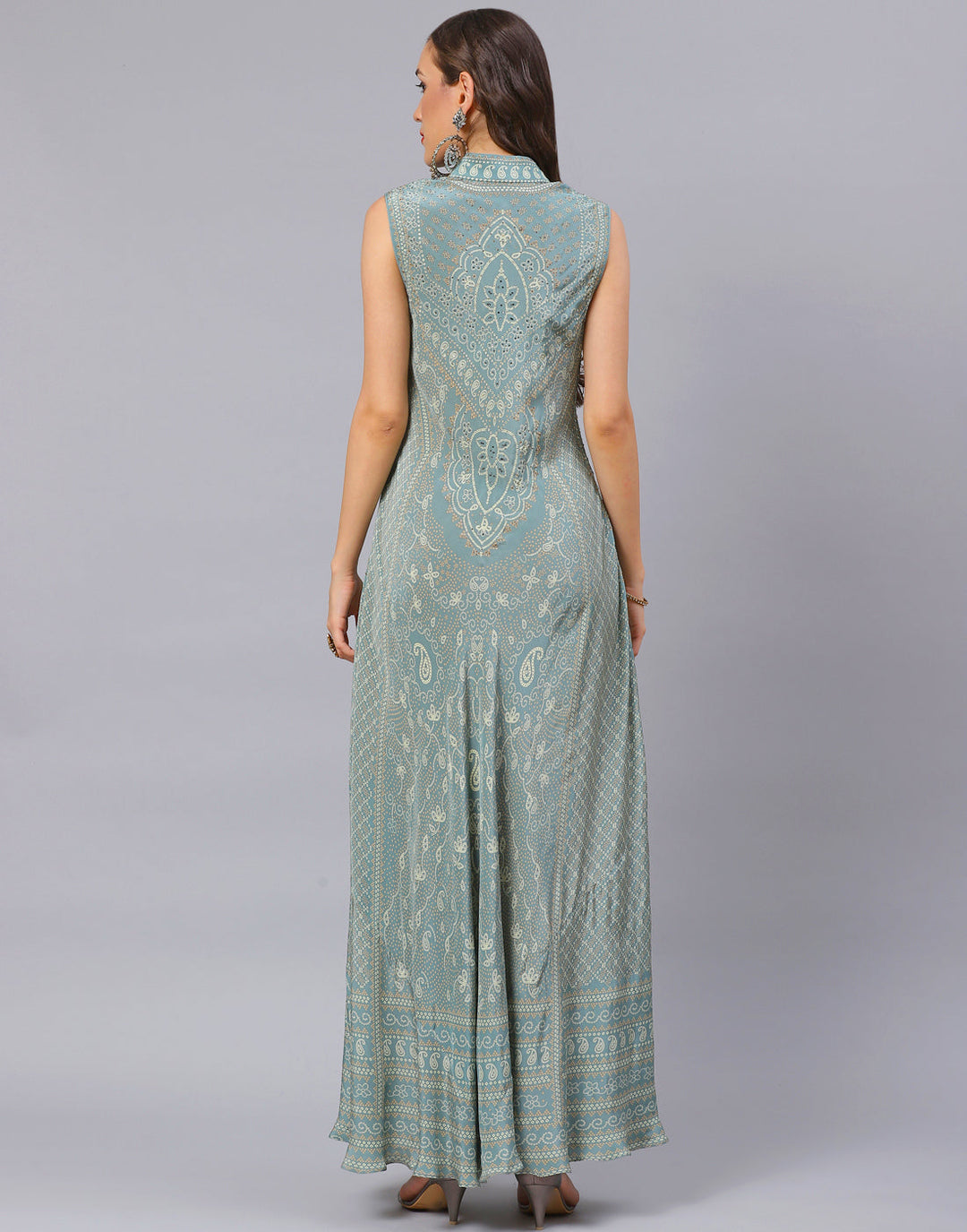 Aqua Crepe Digital Printed Dress