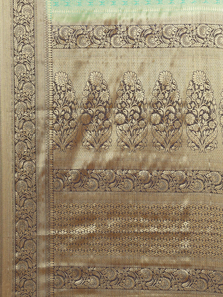 Brocade Zari Booti Art Handloom Woven Saree