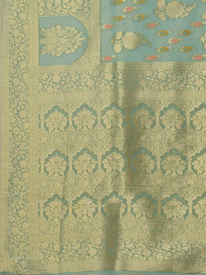 Zari Booti Organza Woven Saree