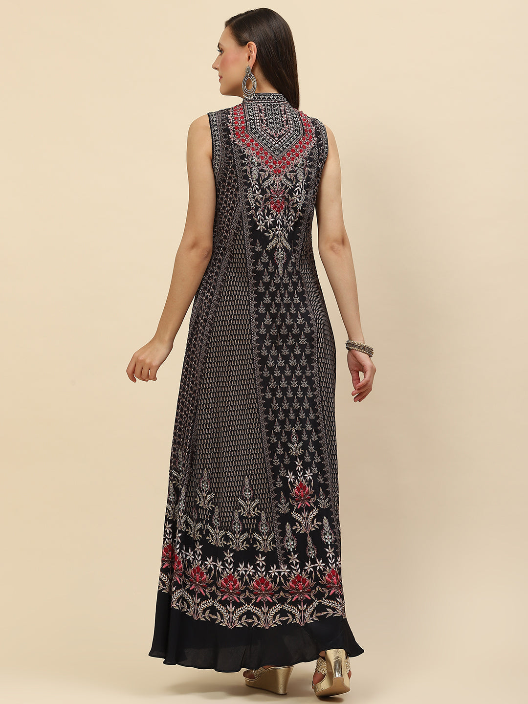 Digital Printed Crepe Gown Dress
