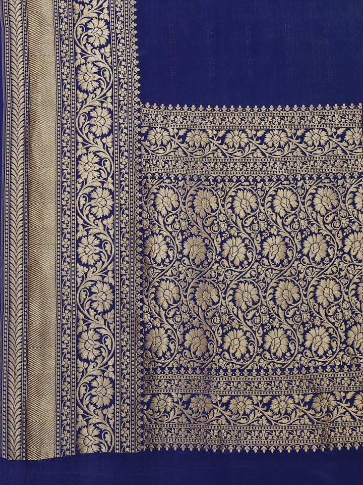 Plain Zari Border Crepe Woven Saree