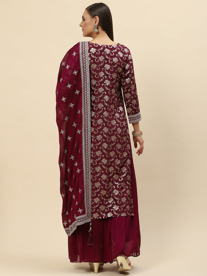 Zari Jaal Handloom Kurta With Palazzo &amp; Dupatta