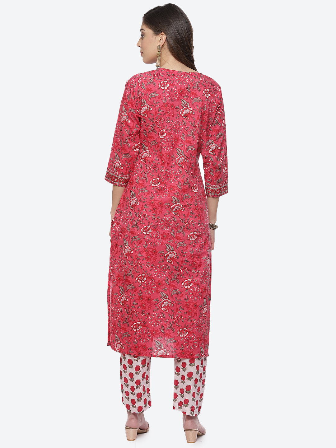 Floral Printed Cotton Kurta With Printed Pant