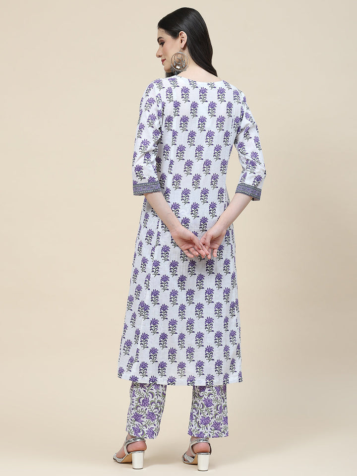 Printed Cotton Kurta With Pants