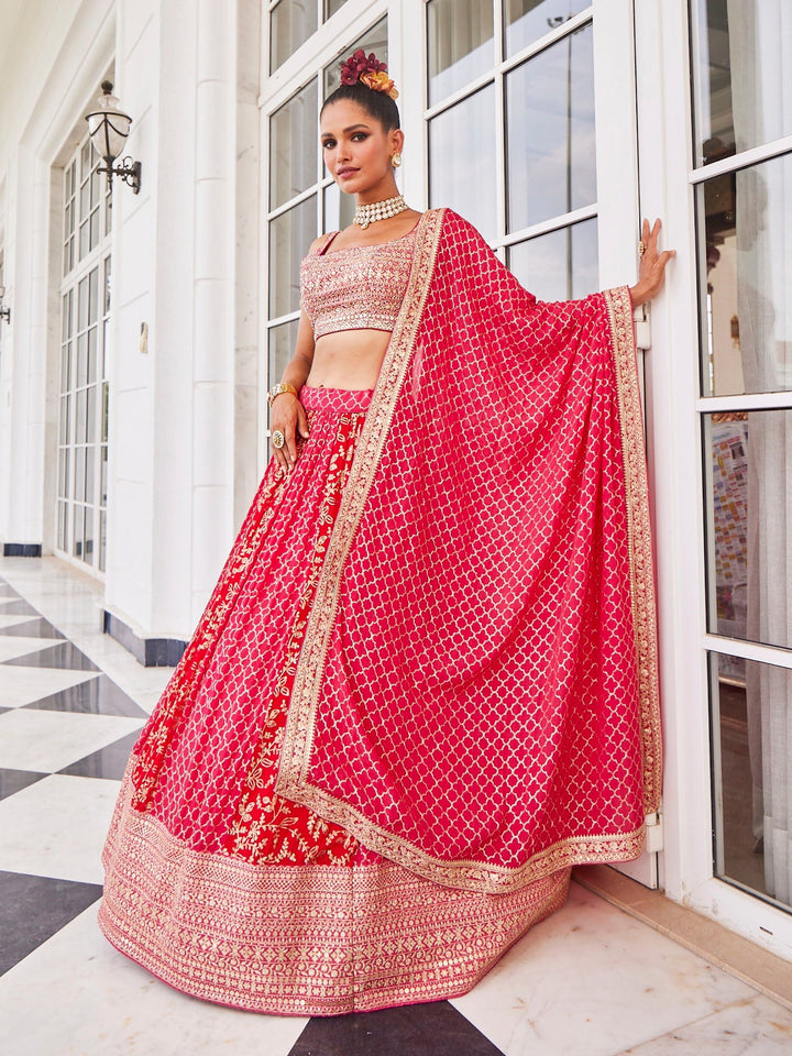 Zari Jaal Embroidered Crepe Choli With Lehenga &amp; Net Dupatta