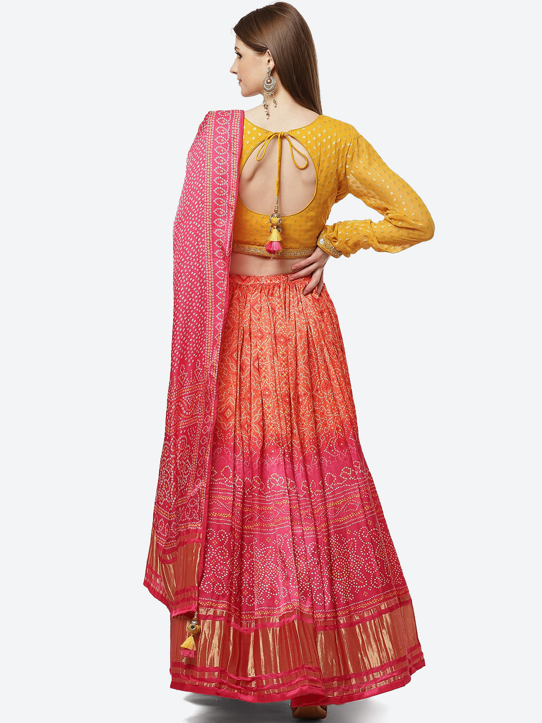 Bandhani Printed Lehenga Choli With Printed Dupatta