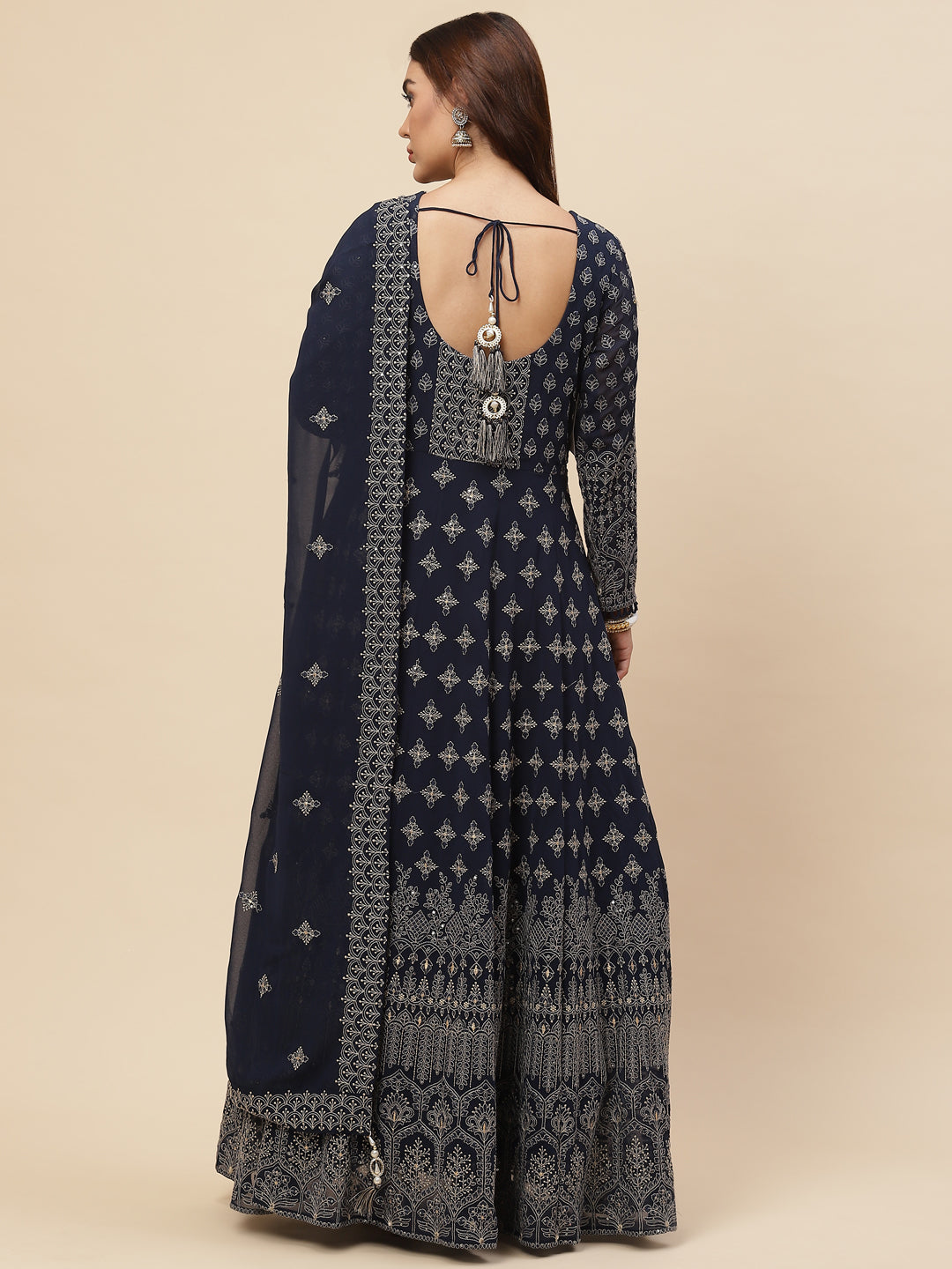 Resham Jaal Georgette Kurta With Churidar &amp; Dupatta