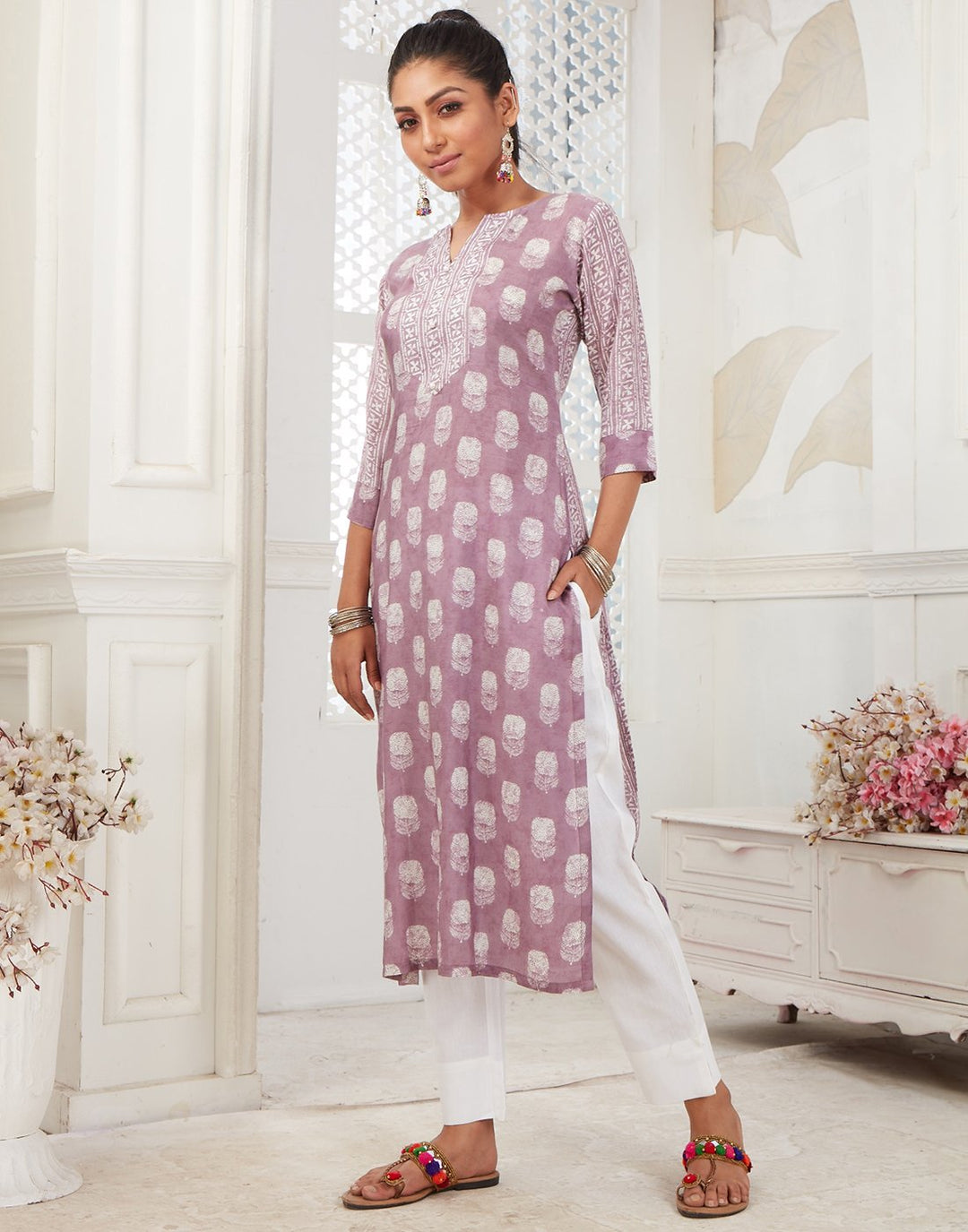 MBZ Meena Bazaar-Mauve Cotton Kurti