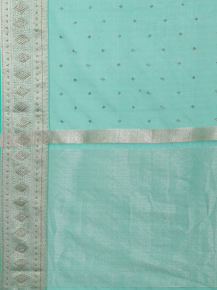 Stone Work Plain Organza Saree