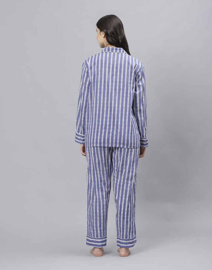 Blue Cotton Stripe Comfort Wear