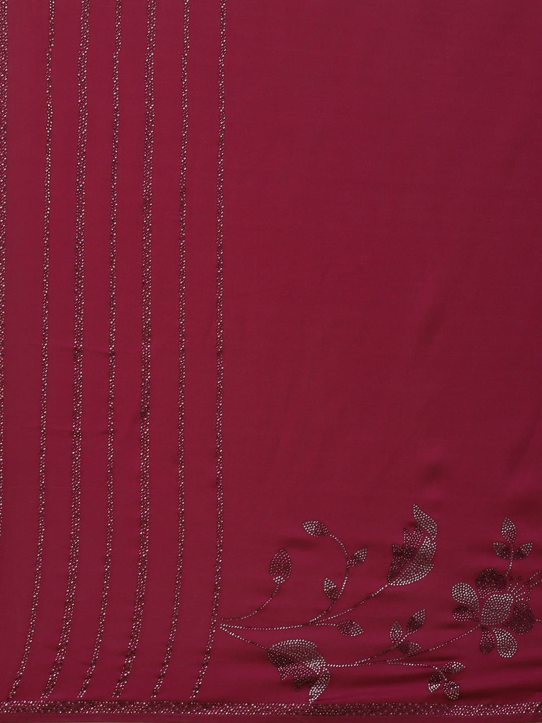 Stone Work Embroidered Satin Saree