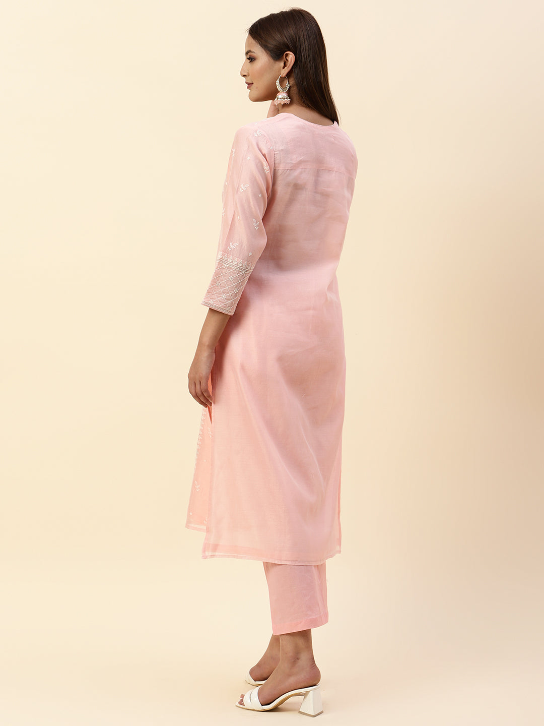 Embroidered Chanderi Kurta With Palazzo