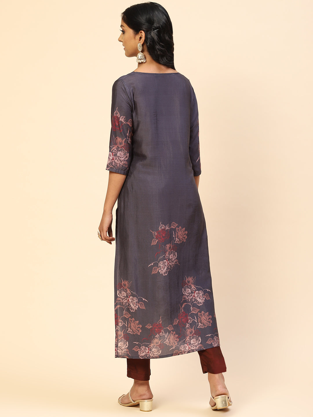 Floral Printed Cotton Kurta With Pants