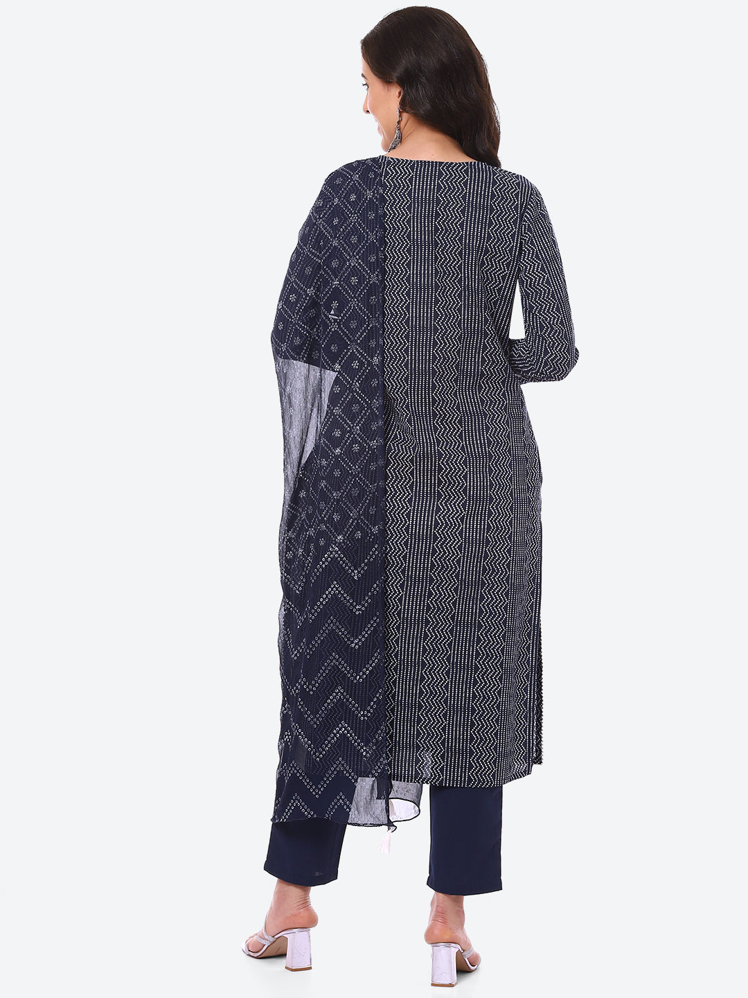 Bandhani Printed Cotton Kurta With Pant &amp; Dupatta