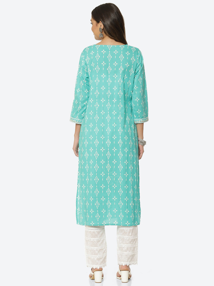 Sequin Work Printed Cotton Kurta
