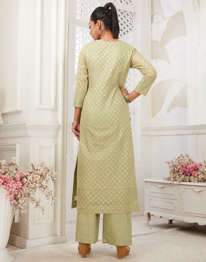 Printed Cotton Chanderi Kurti With Plazzo