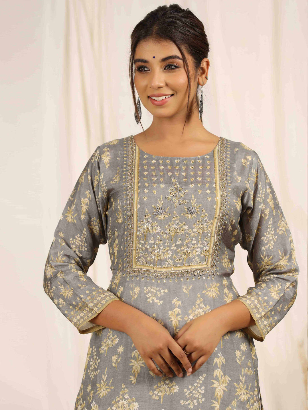 Printed With Embroidered Muslin Kurta