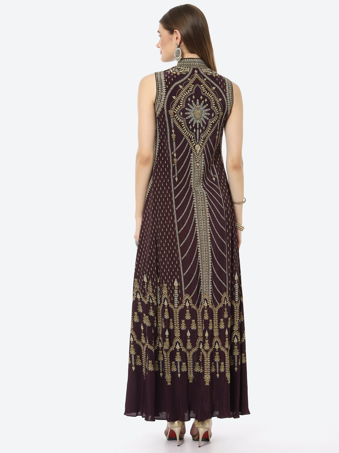 Digital Printed Crepe A-Line Gown Dress