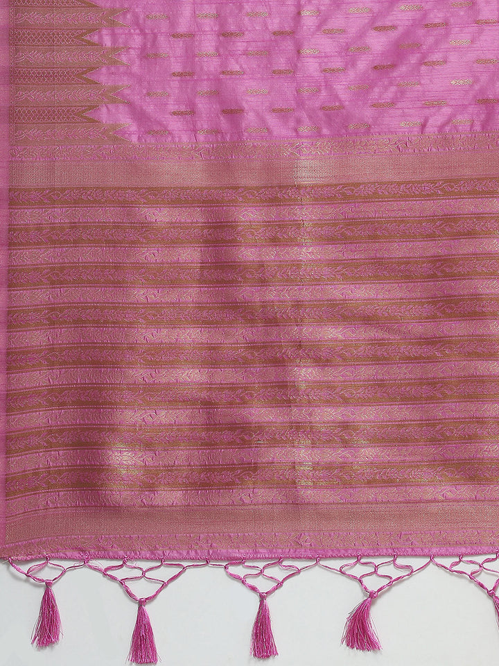 Zari Border Booti Woven Handloom Saree