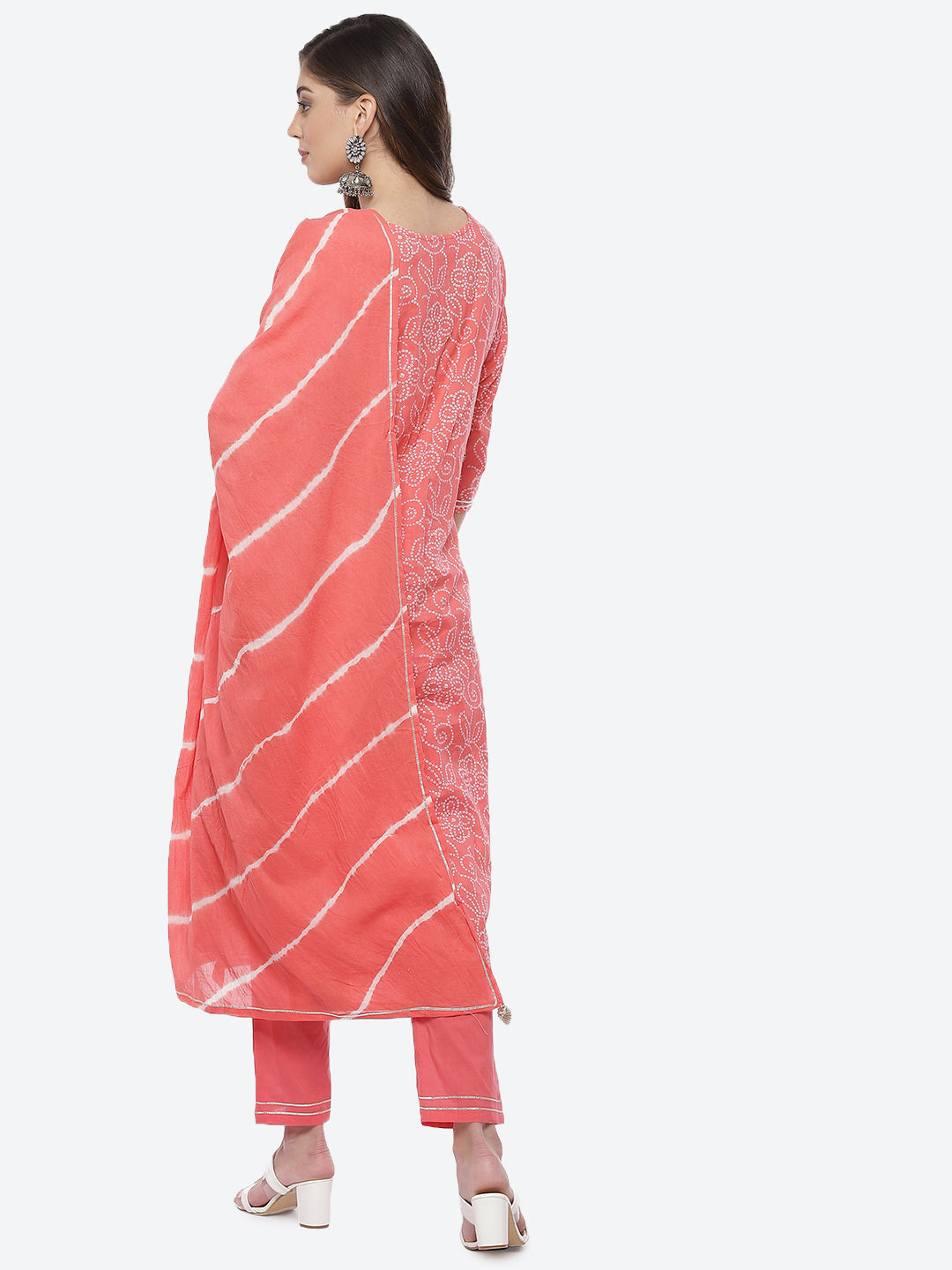 Resham Mirror Booti Cotton Kurta With Pant &amp; Chinone Dupatta