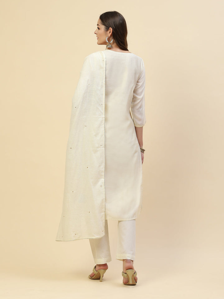 Gota Work Chanderi Kurta With Pant &amp; Cotton Dupatta