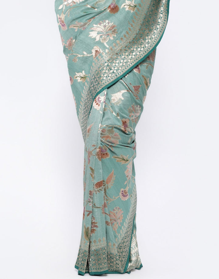 MBZ Meena Bazaar-Grey Banarasi Woven Saree