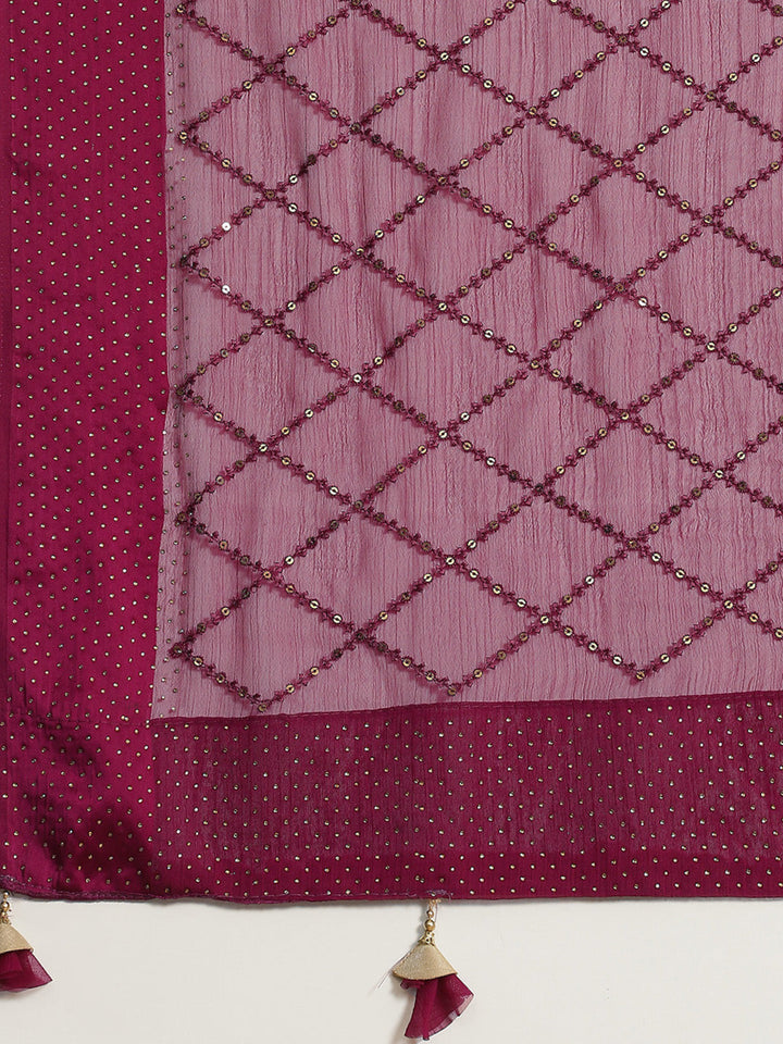 Sequence Art Handloom Chiffon Embroidered Saree