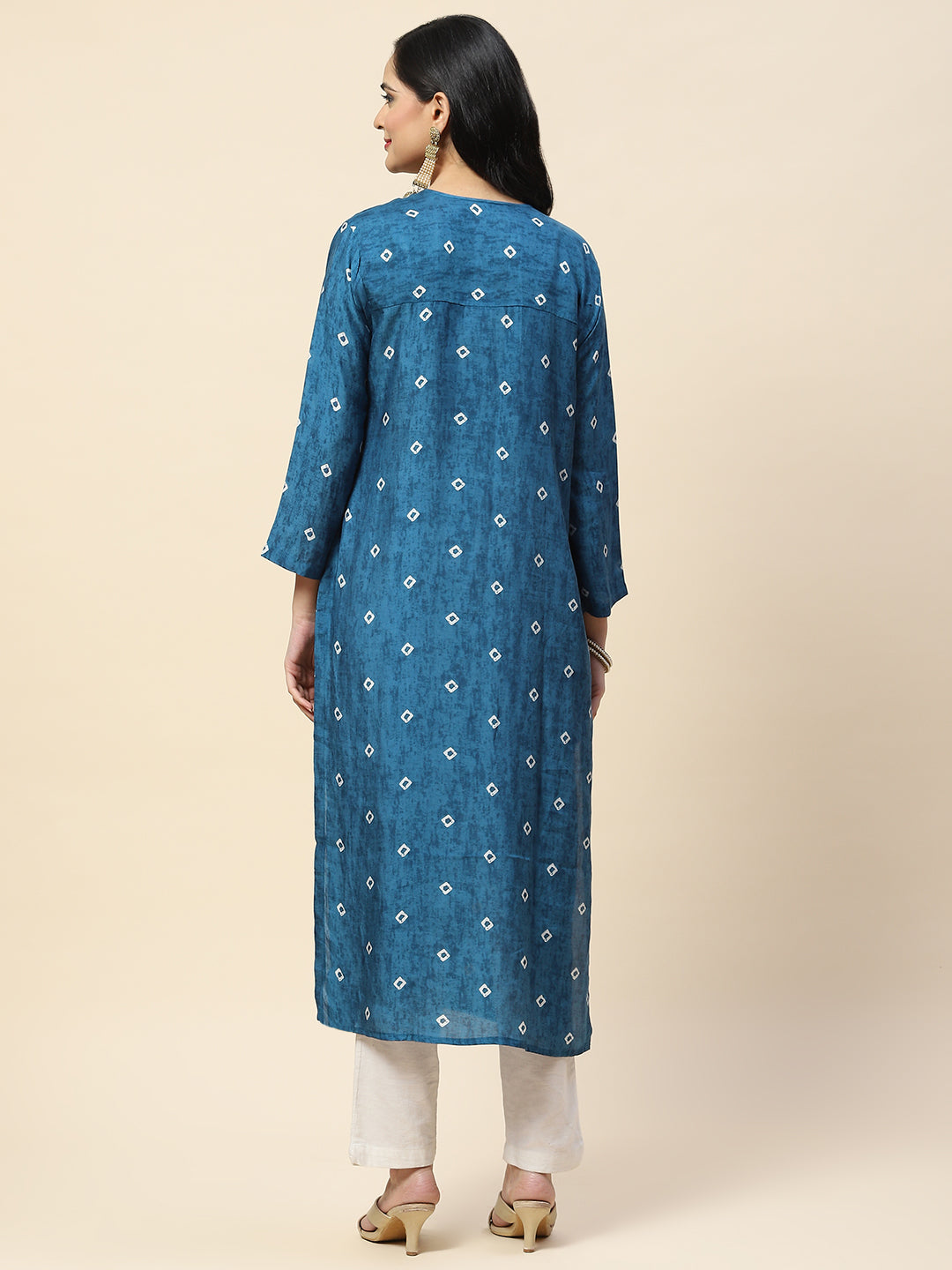 Printed With Yoke Embroidered Muslin Kurta