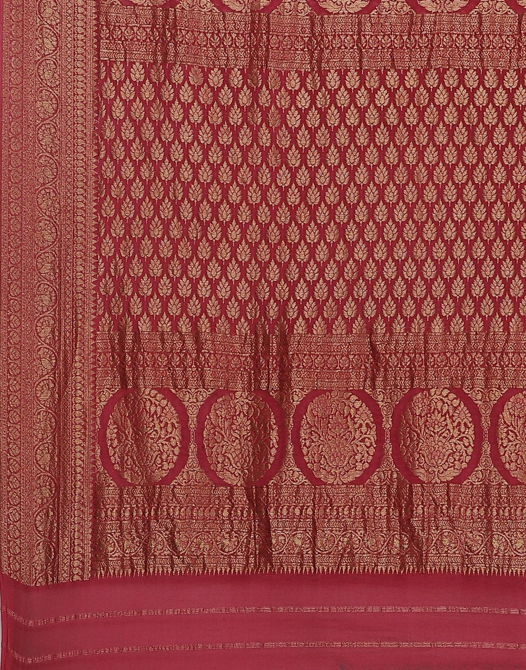 Antiq Zari Jaal Crepe Magenta Saree