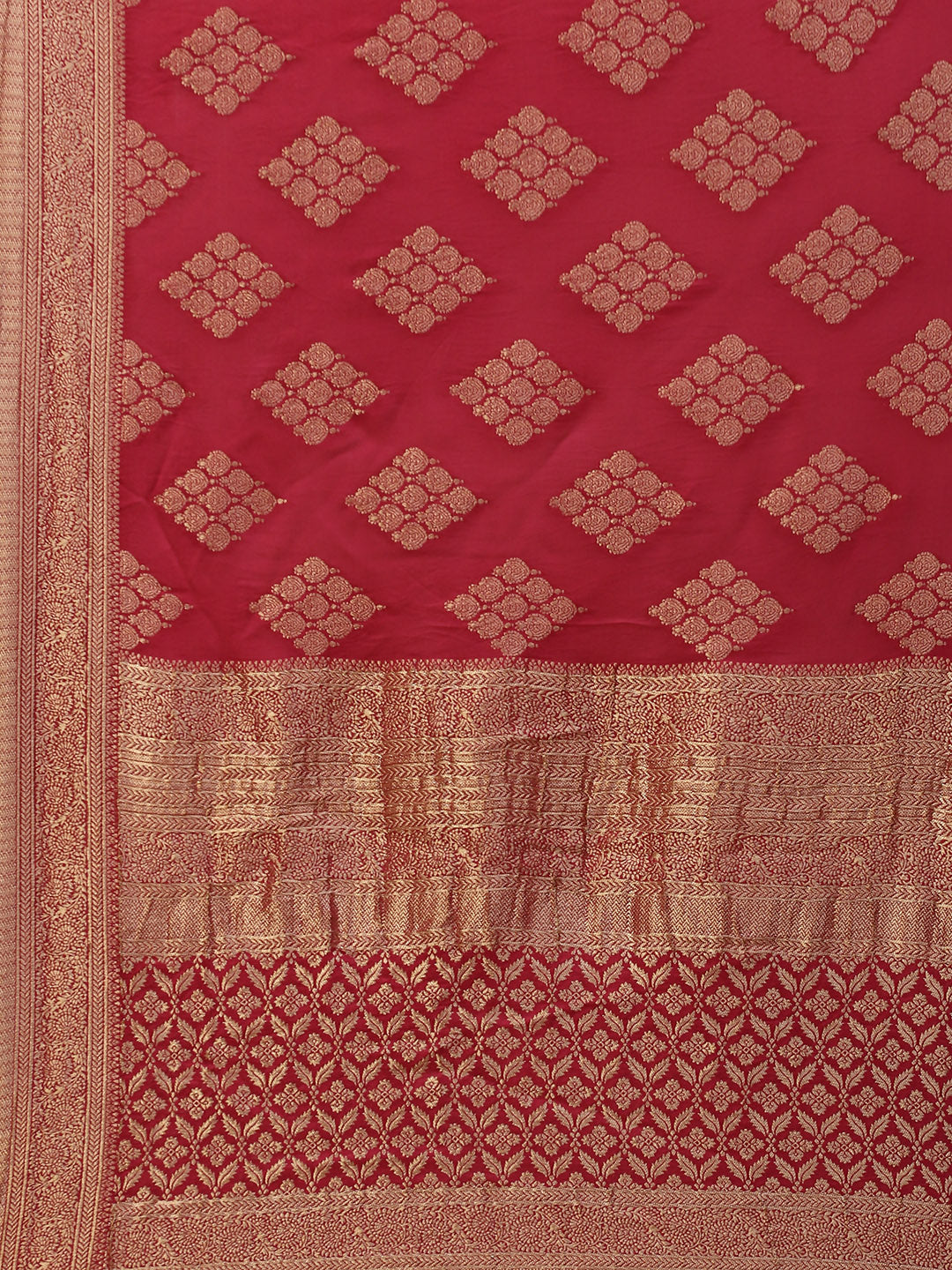 Zari Border Booti Organza Plain Saree