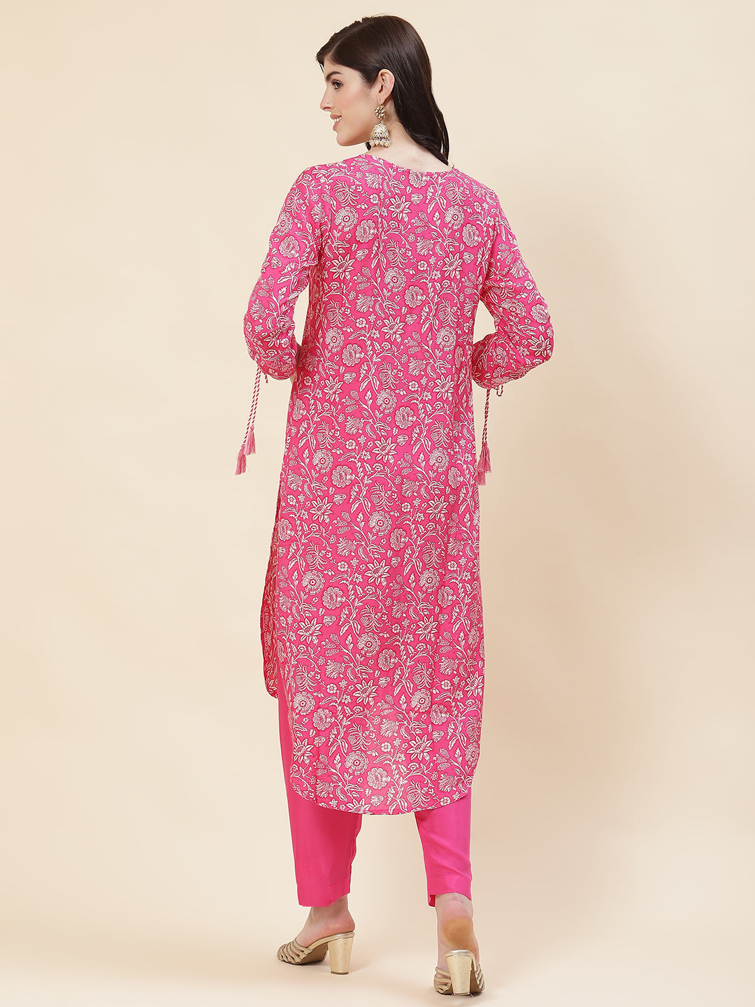 Floral Printed Muslin Kurta With Pants
