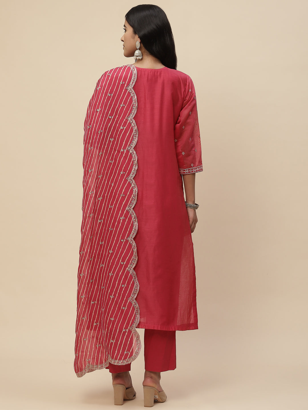 Booti Embroidered Cotton Kurta With Pants &amp; Dupatta