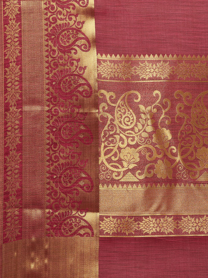 Plain Zari Border Handloom Woven Saree
