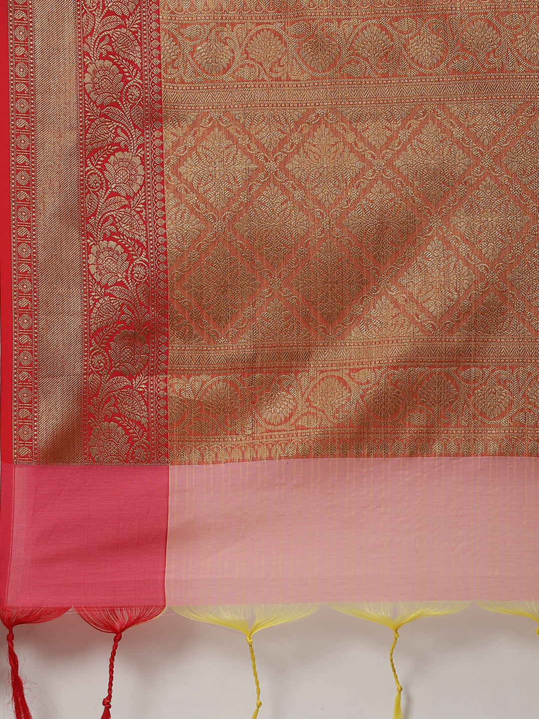 Zari Border Booti Cotton Chanderi Woven Saree
