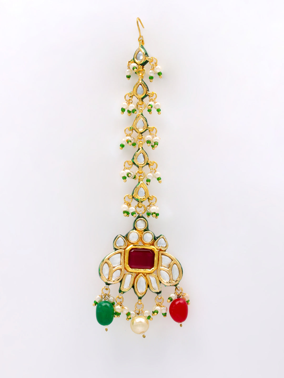 Kundan Work Necklace Set With Earring &amp; Mang Tika