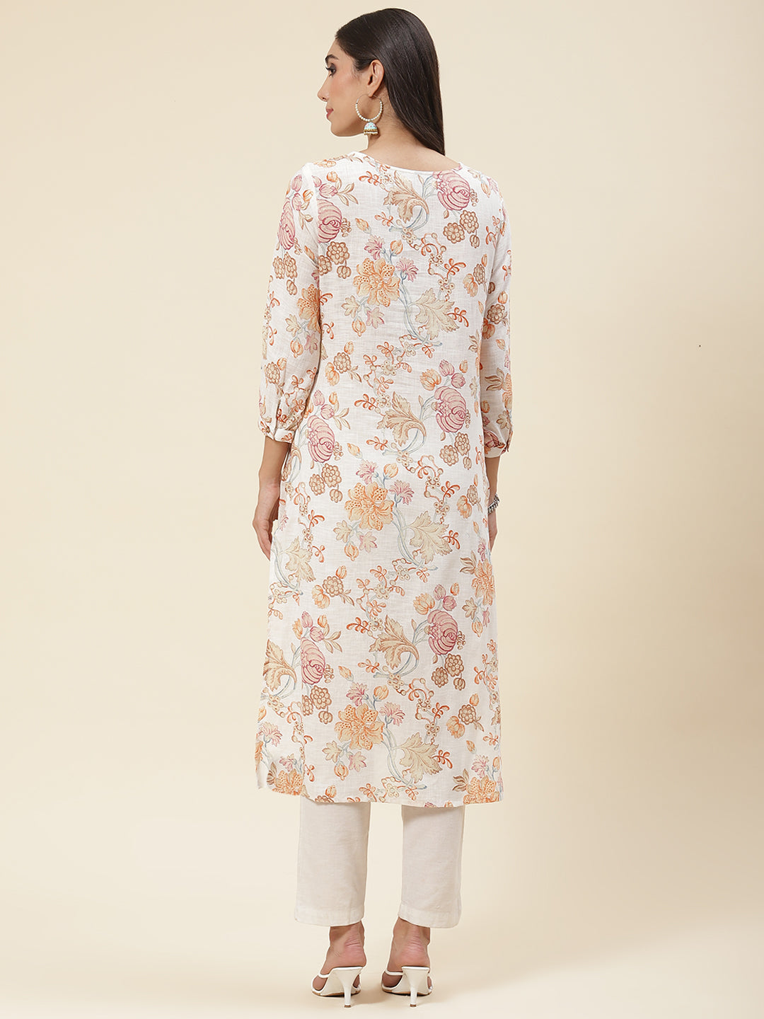Floral Printed Muslin Kurta