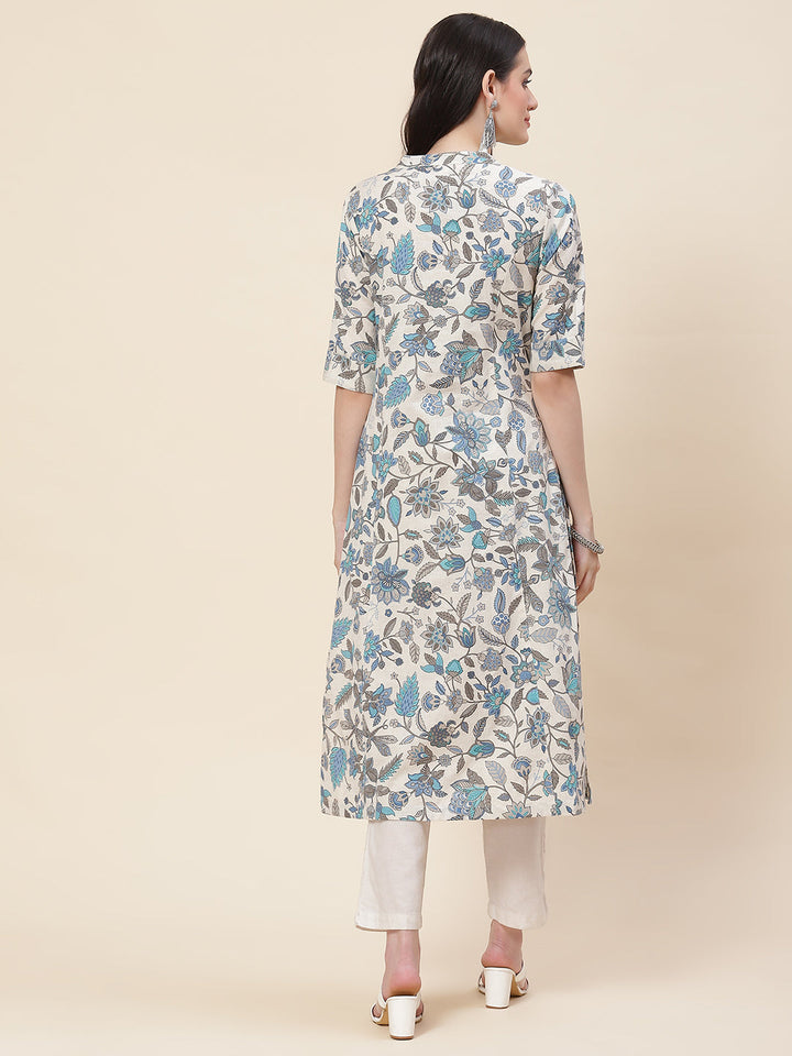 Floral Printed Cotton Kurta