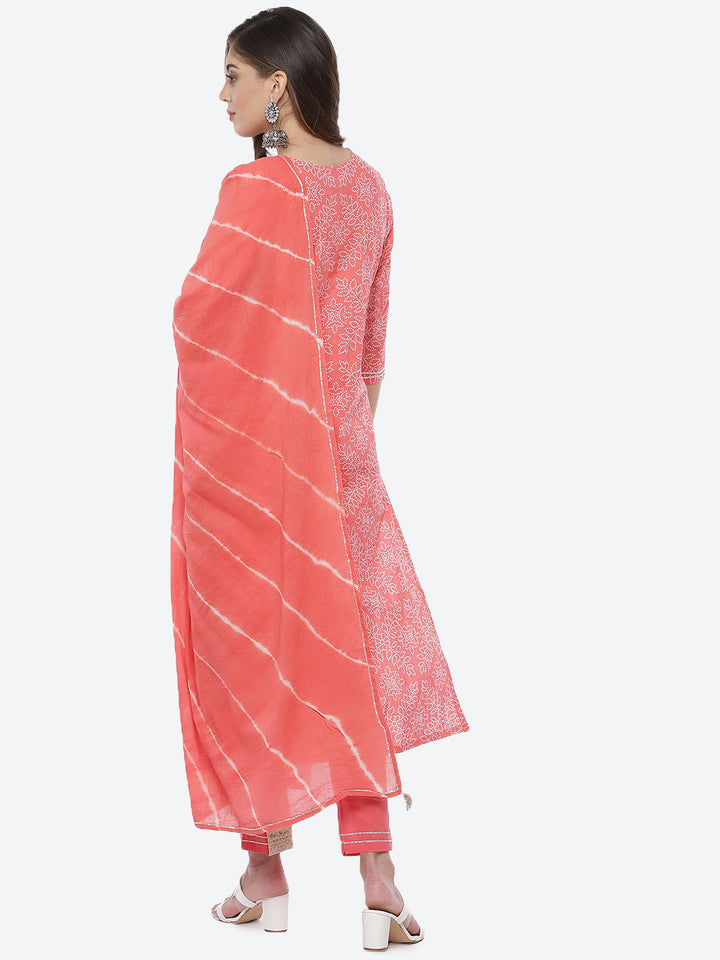 Resham Mirror Booti Cotton Stitched Salwar Kameez With Chiffon Dupatta