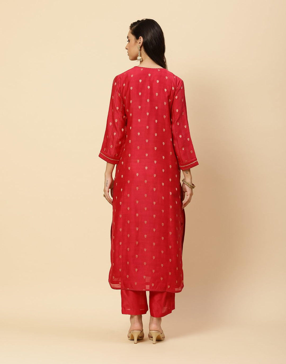 Embroidered Chanderi Kurti With Pant