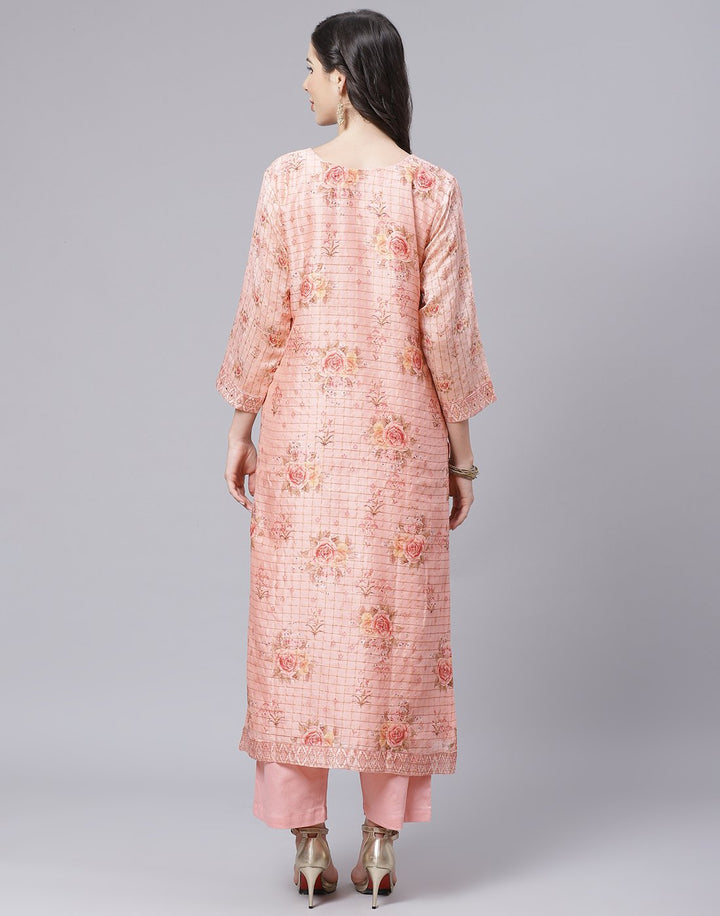 Chanderi Kurti with Straight Pant