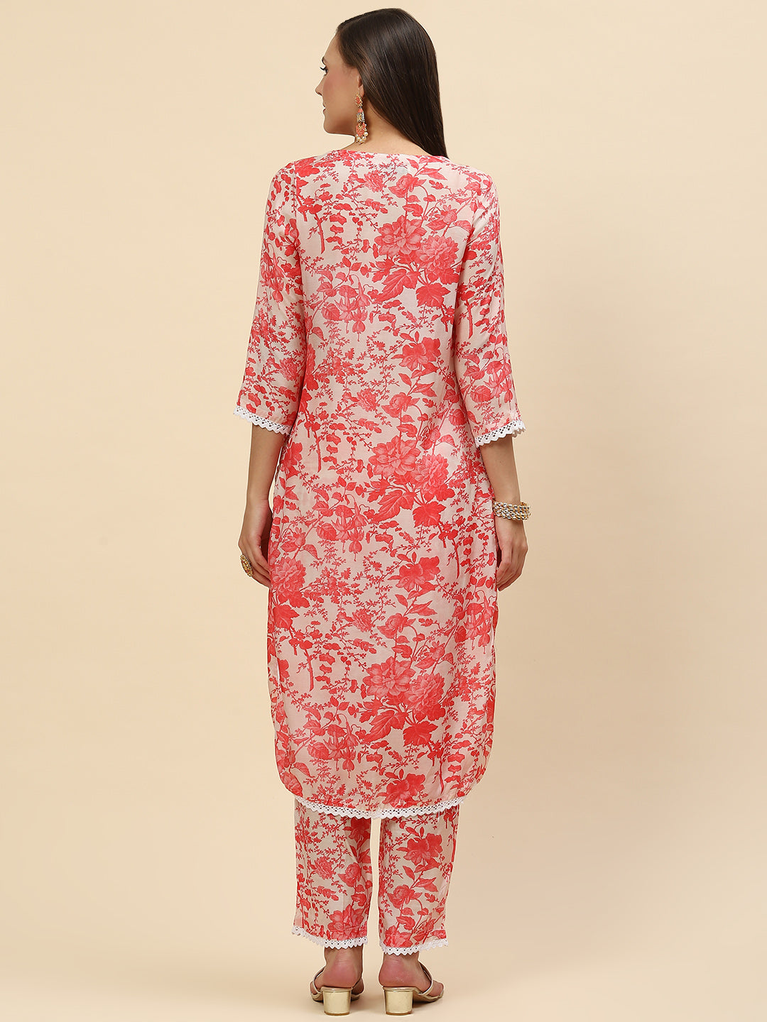 Floral Printed Muslin Kurta With Pants