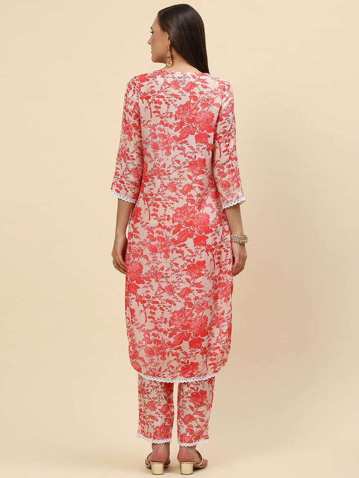 Floral Printed Muslin Kurta With Pants