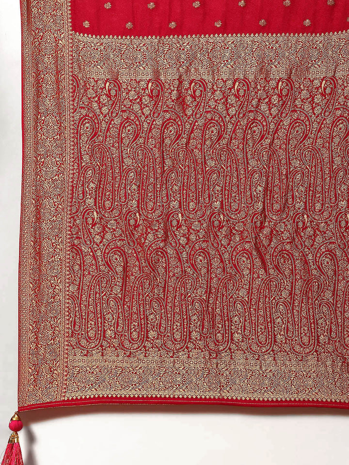 Zari Booti Crepe Plain Saree