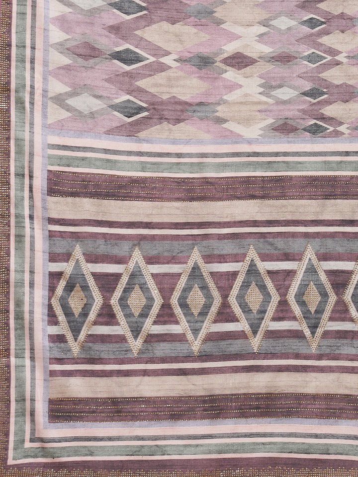 Abstract Digital Printed Satin Saree