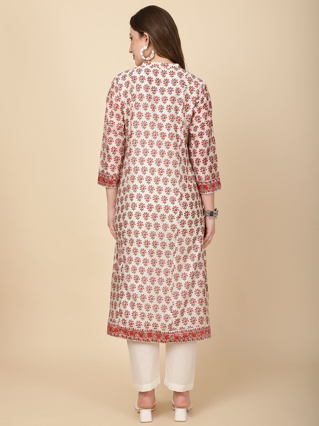 Floral Printed Cotton Kurta With Pants