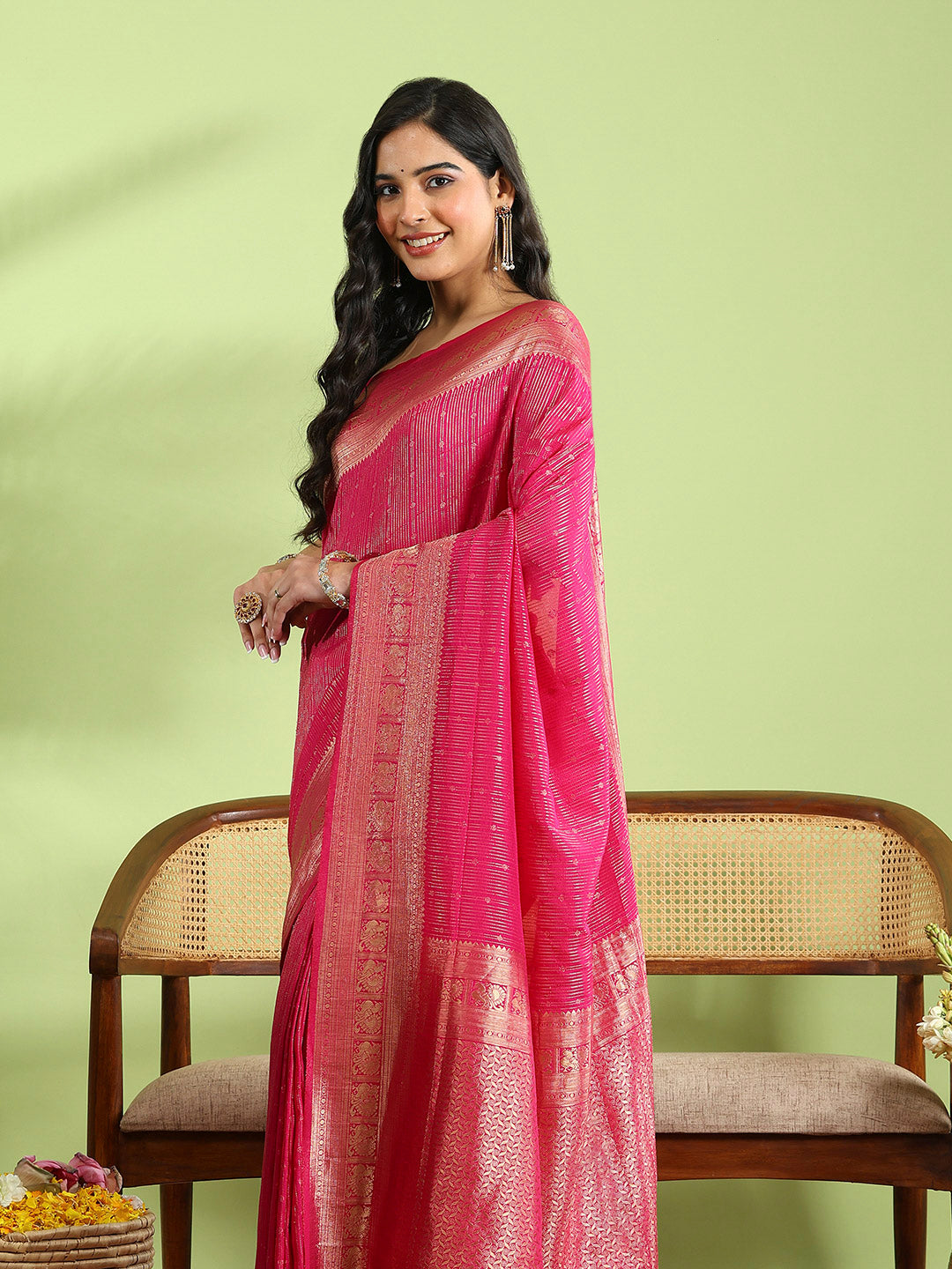 Plain Crepe Saree