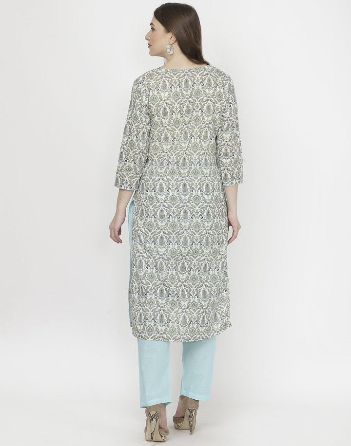 Cream Peach Cotton Kurti with Palazzo